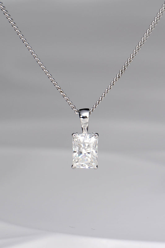 Radiant cut moissanite white gold pendant - Necklaces Christine Sadler