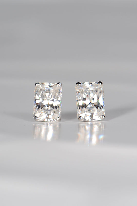 Radiant cut moissanite white gold earrings - Christine Sadler