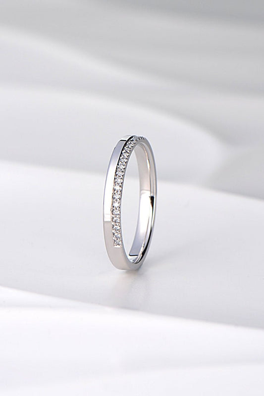narrow diamond set modern wedding ring handmade in the UK - Christine Sadler