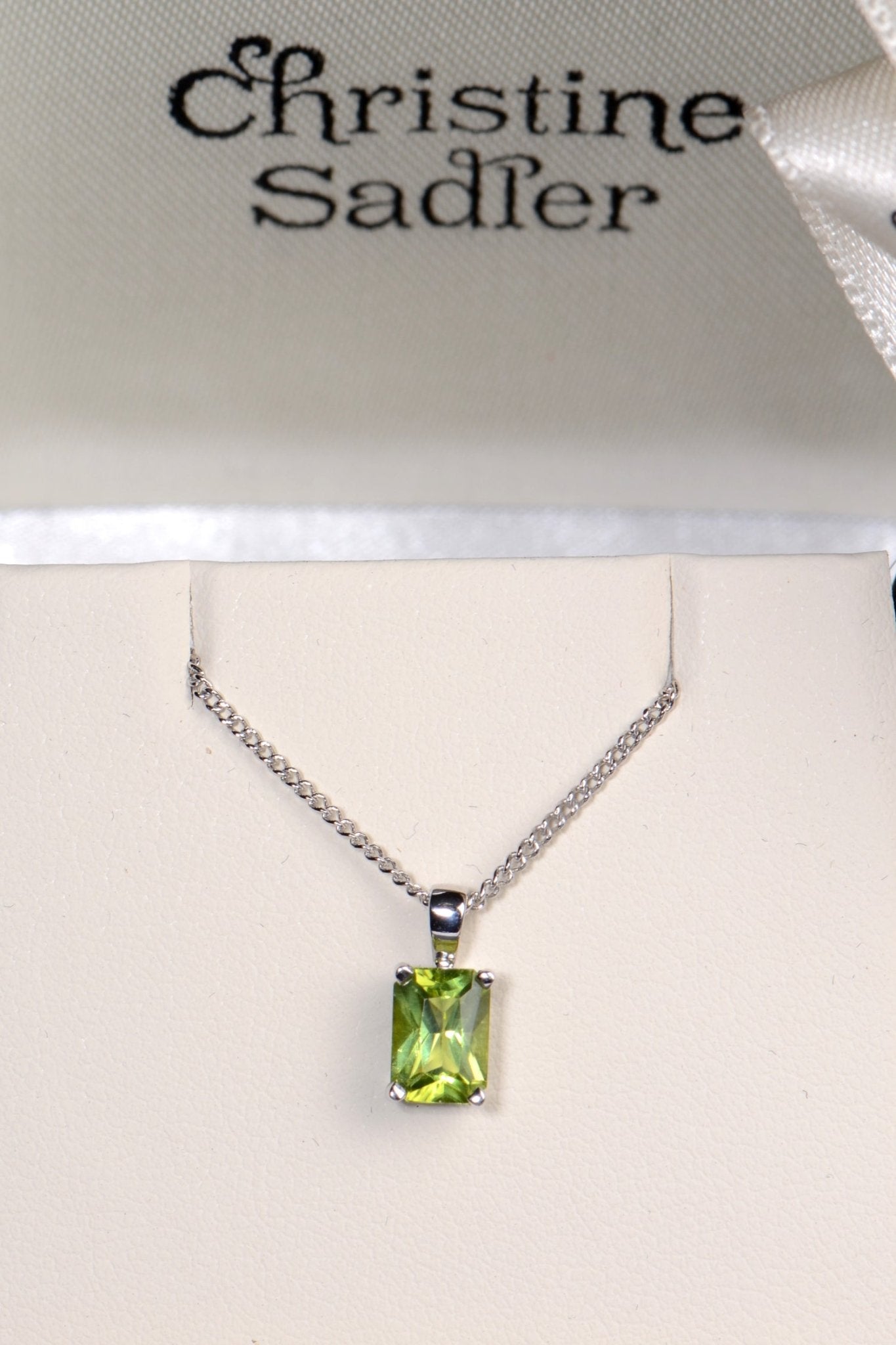 Radiant cut white gold peridot necklace - Necklaces Christine Sadler