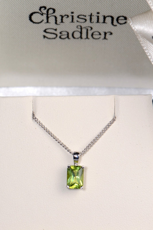 Radiant cut white gold peridot necklace - Necklaces Christine Sadler