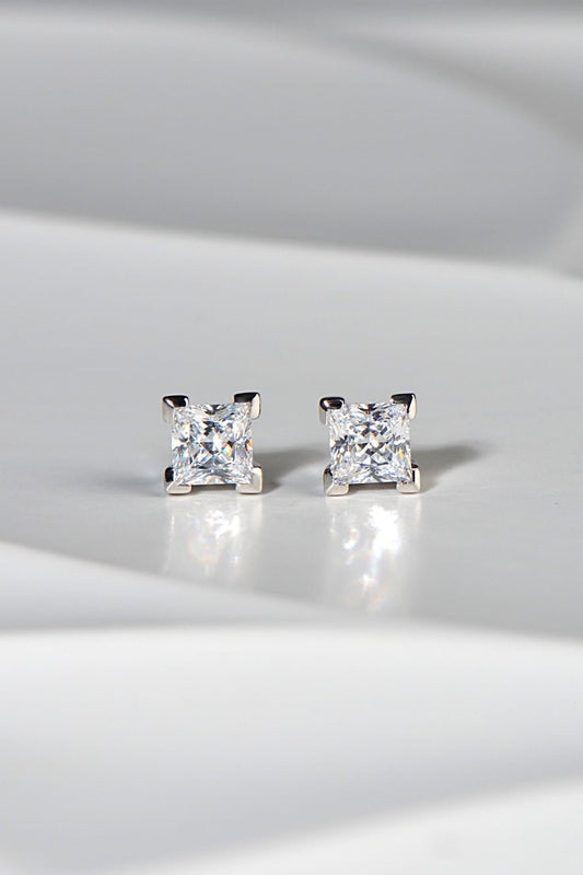 Silver Princess Cut Stud Earrings - Earrings The Best Lab Grown Jewellery Designs