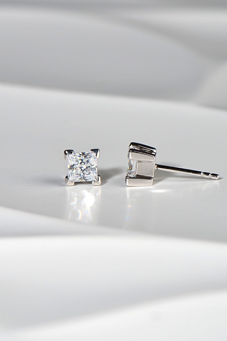 Silver Princess Cut Stud Earrings - Earrings The Best Lab Grown Jewellery Designs