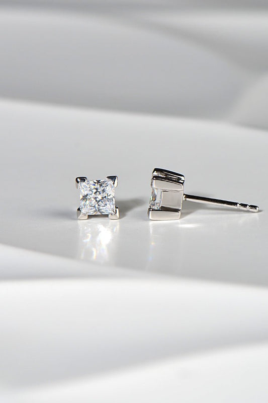 Silver Princess Cut Stud Earrings - Earrings The Best Lab Grown Jewellery Designs