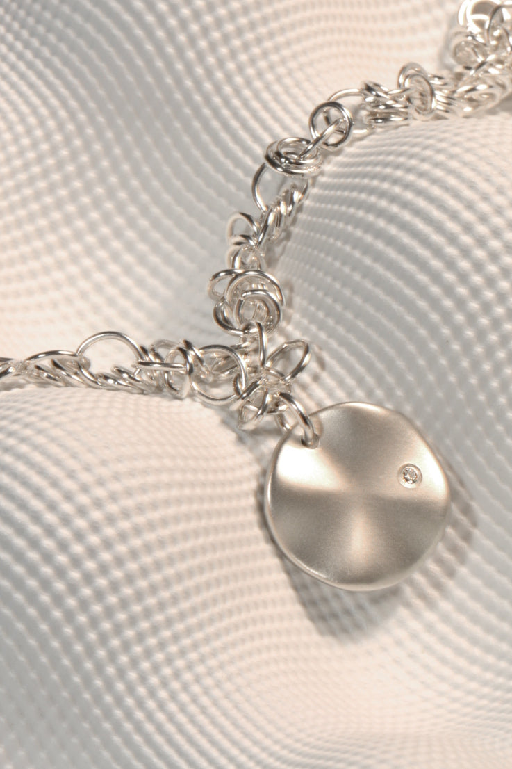 Ripple silver diamond bracelet