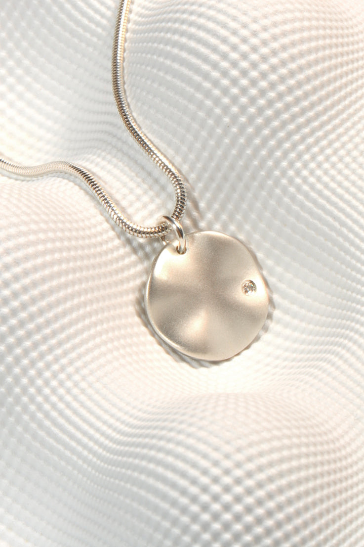 Ripple silver diamond pendant