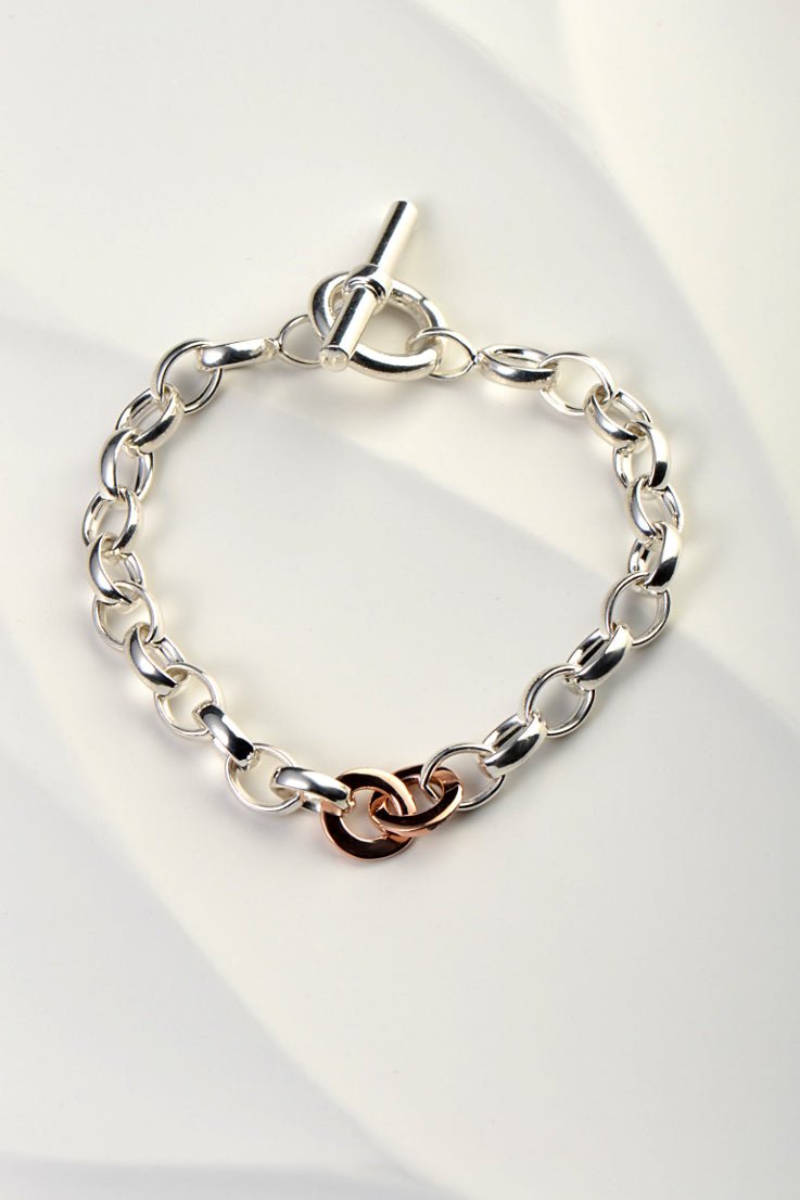 Affinity silver and gold T bar bracelet - Bracelets Christine Sadler