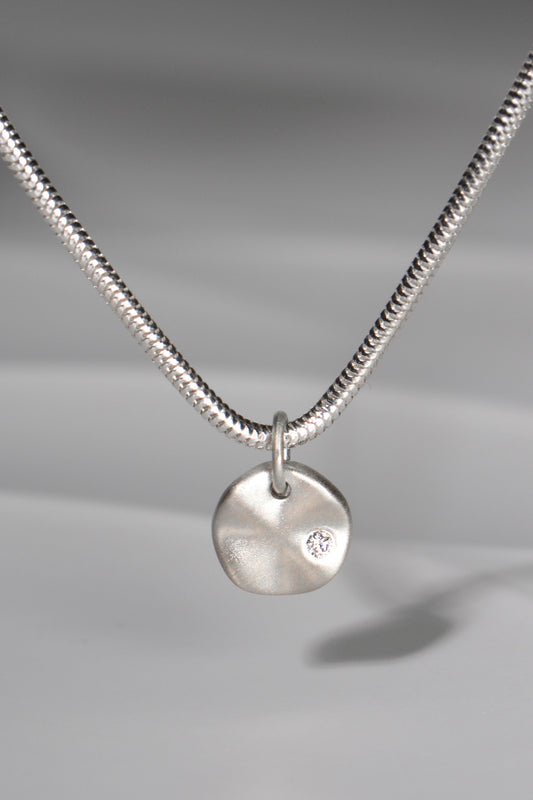 Ripple petite silver diamond necklace