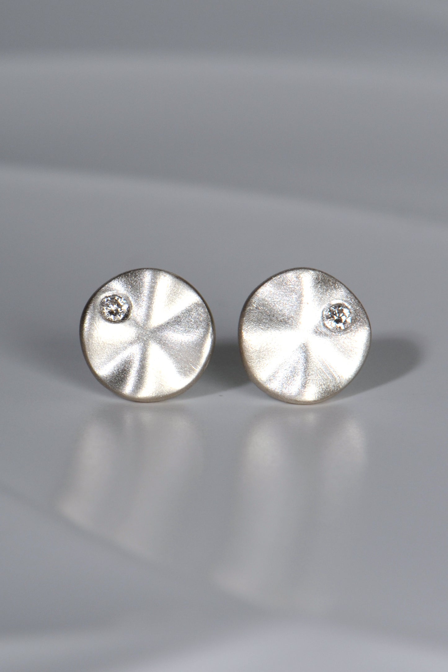 Ripple petite silver diamond earrings