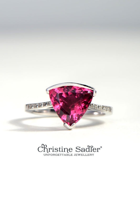 Sailing Stones large rubellite and diamond 18ct white gold ring - Modern Ring Christine Sadler