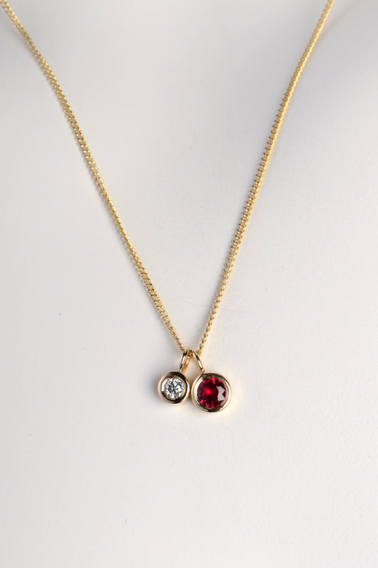 Ruby and diamond gold Cairn necklace