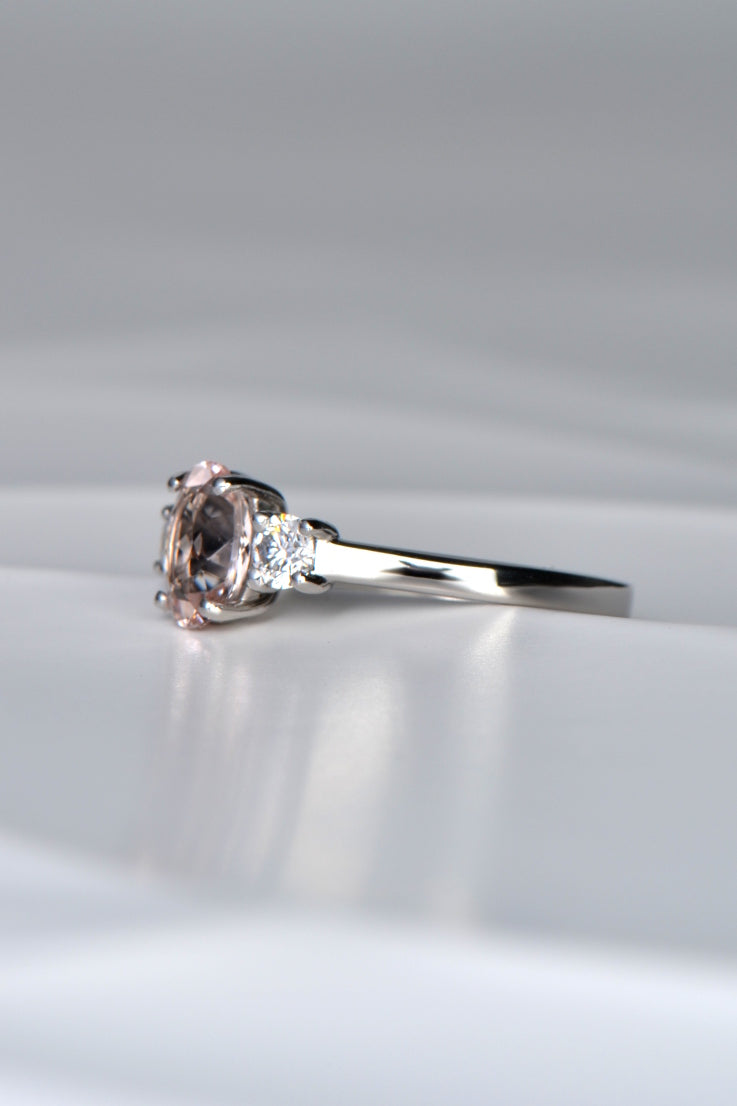 Oval morganite and diamond ring