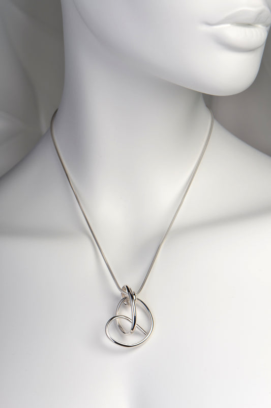 large one of a kind silver knot necklace handmade by jewellery designer Christine Sadler