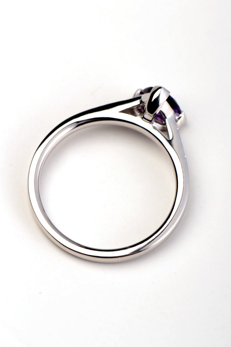 Sailing Stones white gold amethyst and diamond ring side view - amethyst jewellery Christine Sadler