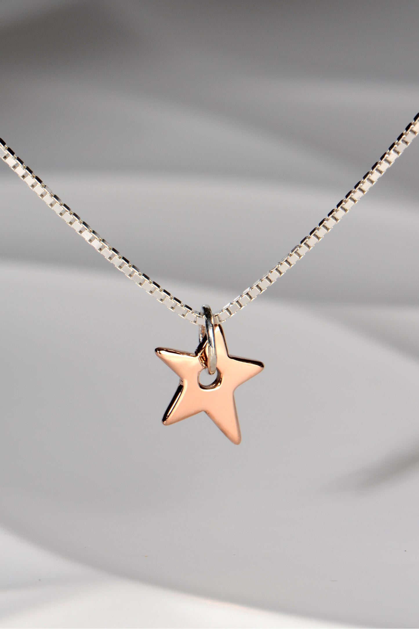 Falling Star rose gold and silver necklace