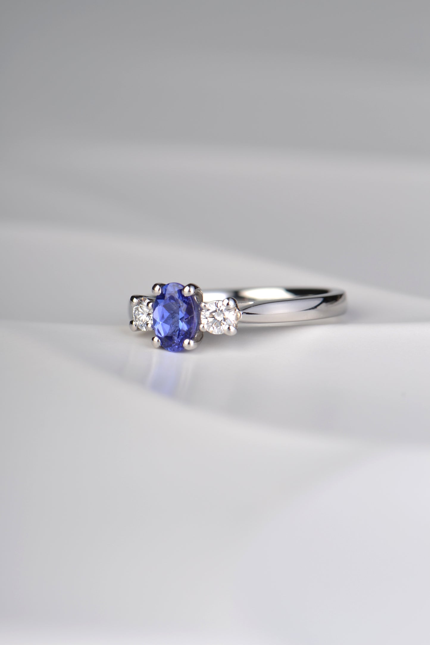 Tanzanite and diamond platinum ring