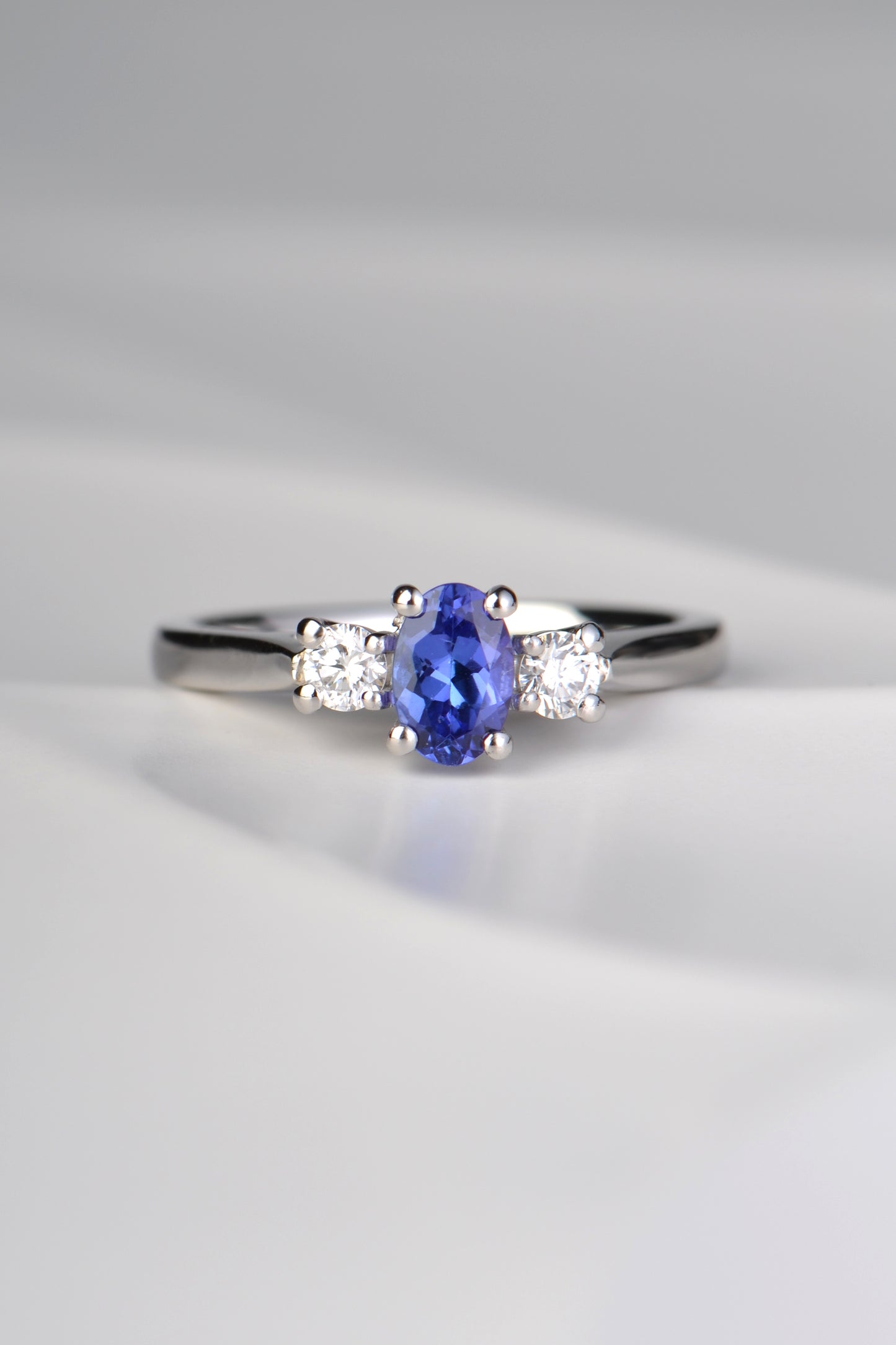 Tanzanite and diamond platinum ring