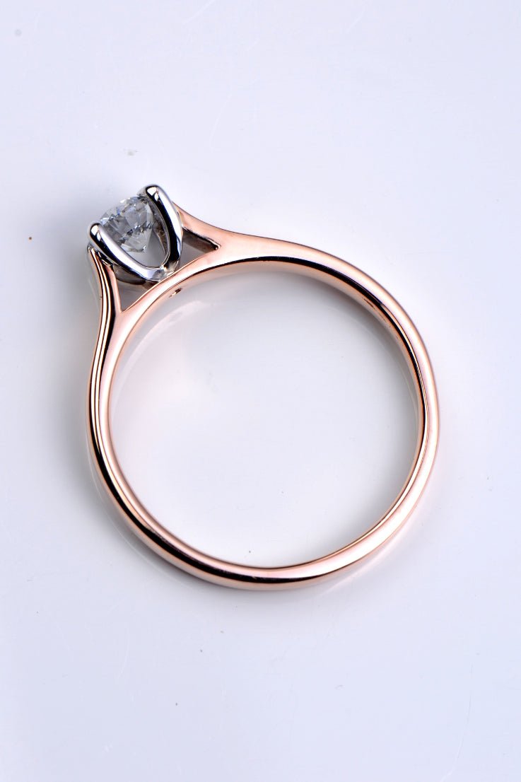 UK made affordable moissanite rose gold engagement ring - Christine Sadler Unforgettable Jewellery
