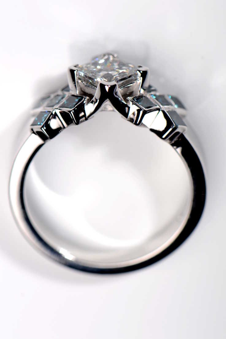 Unique modern Scottish Tartan diamond engagement ring from contemporary jewellery designer Christine Sadler