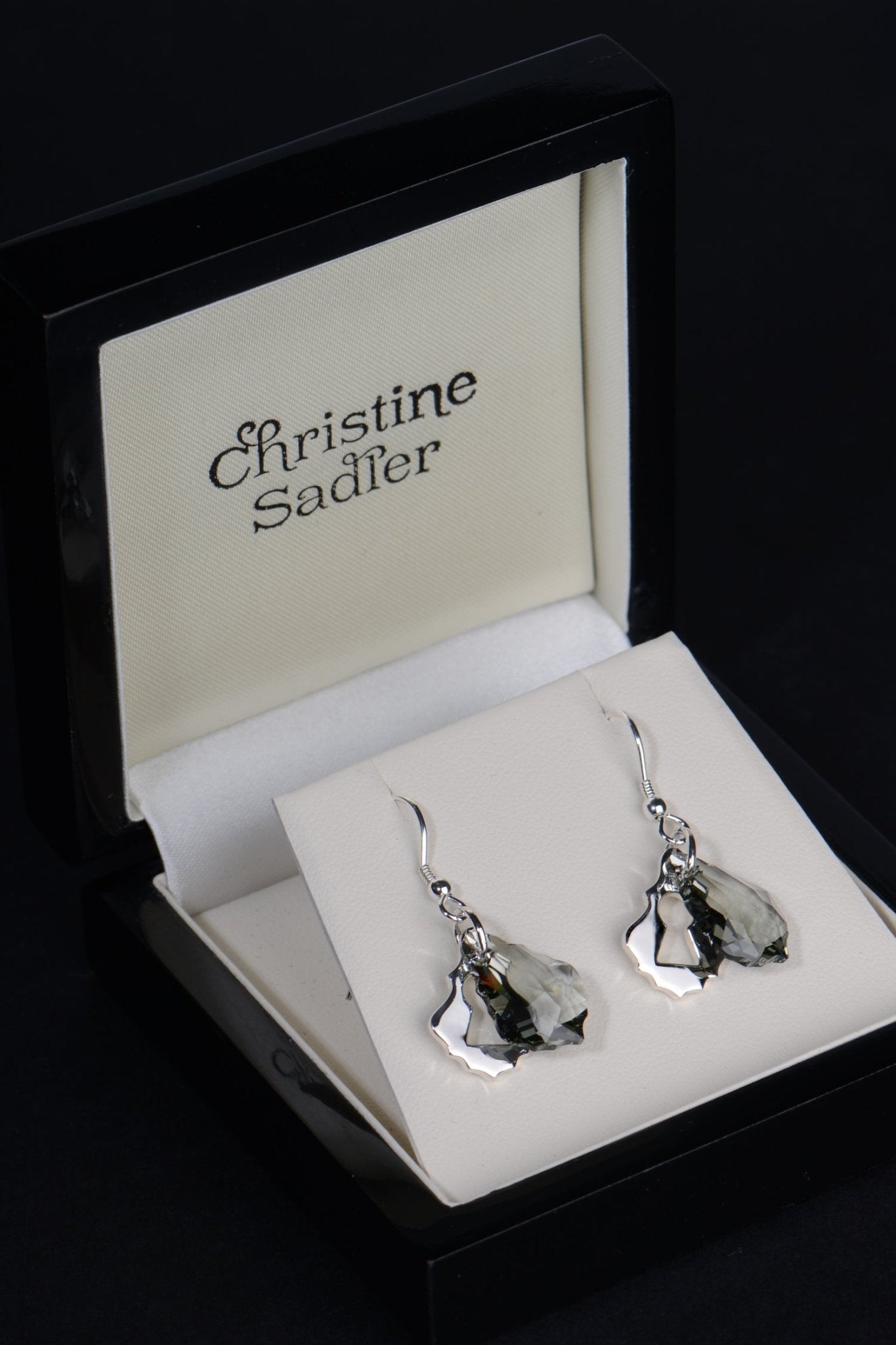 Watch Me black earrings - drop earrings Christine Sadler Unforgettable Jewellery