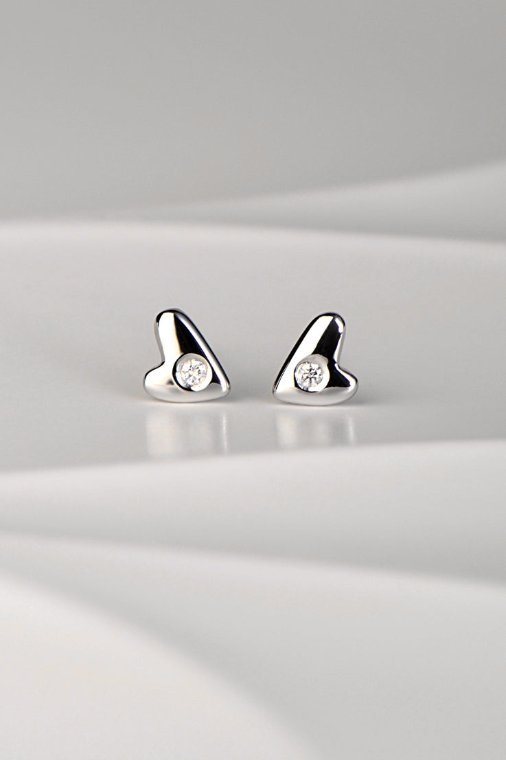 From the heart white gold diamond heart earrings