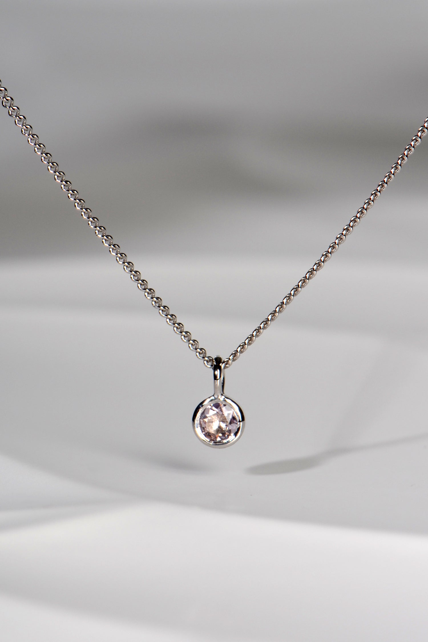Morganite white gold necklace Christine Sadler Unforgettable