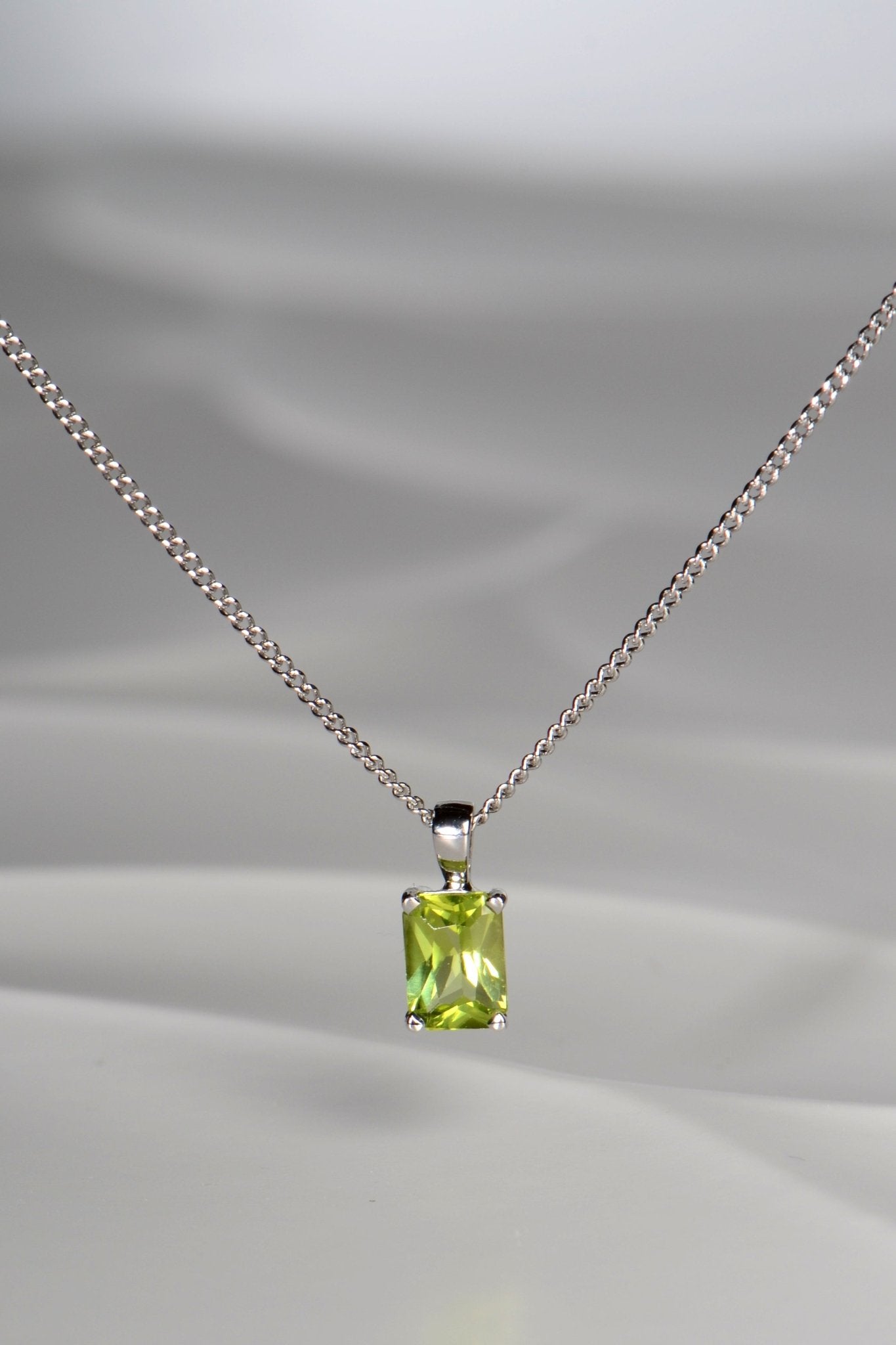 Radiant cut white gold peridot necklace - Necklaces Christine Sadler