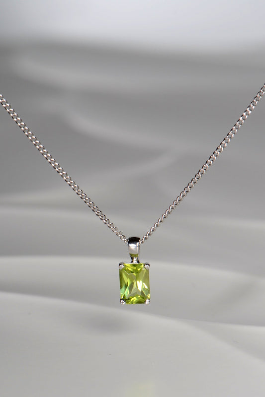 Radiant cut white gold peridot necklace - Necklaces Christine Sadler