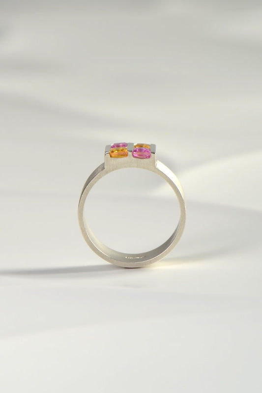 Battenberg Yellow & Pink Sapphire Ring - Ring Christine Sadler