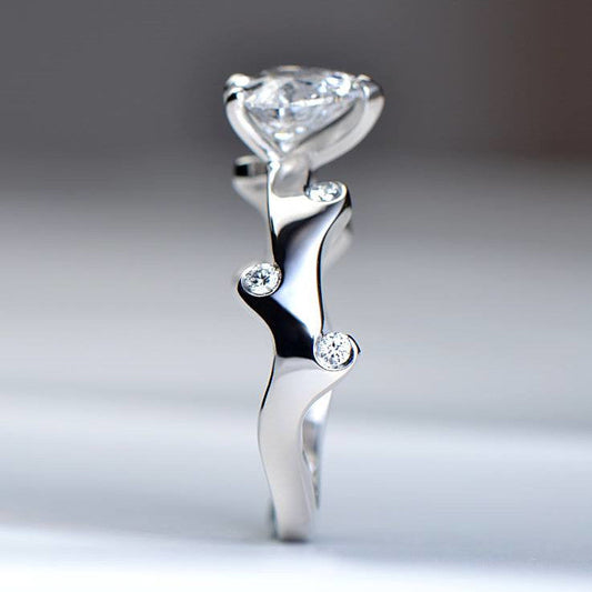 stunning modern engagement rings in platinum with natural diamonds or lab grown diamonds