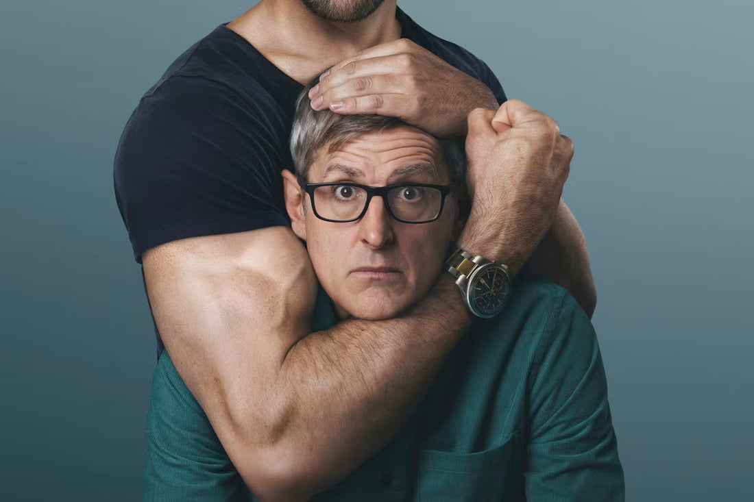 Manosphere image showing Louis Theroux in a headlock hold - official image from the Netflix documentary