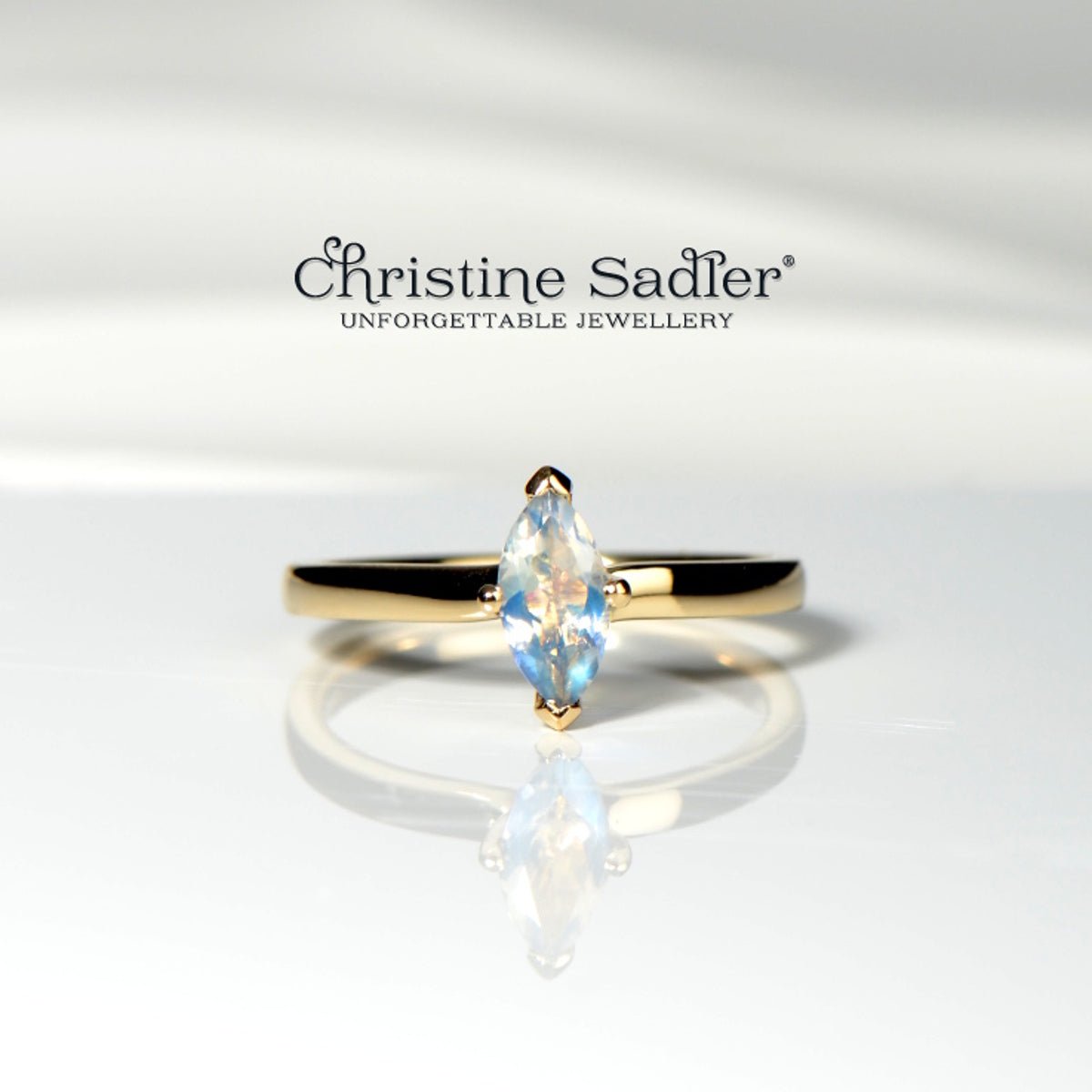 Moonstone gold ring commission - Christine Sadler Unforgettable Jewellery
