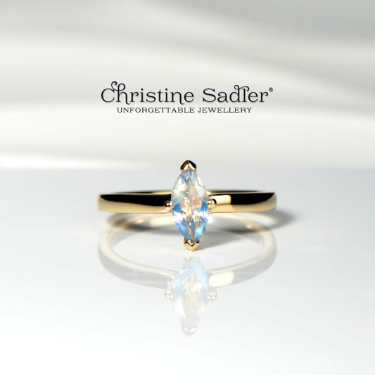 Moonstone gold ring commission - Christine Sadler Unforgettable Jewellery