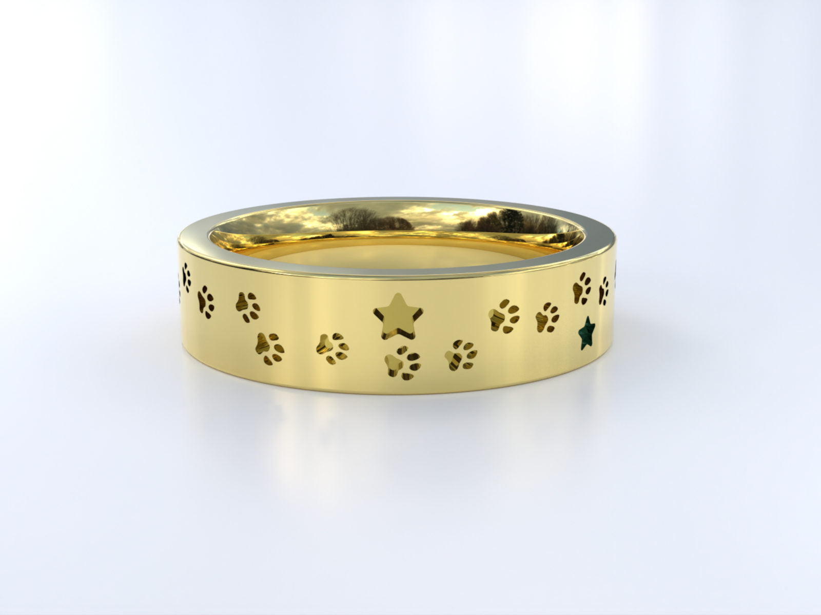 cad render of pawprint and star ring commission - christine sadler