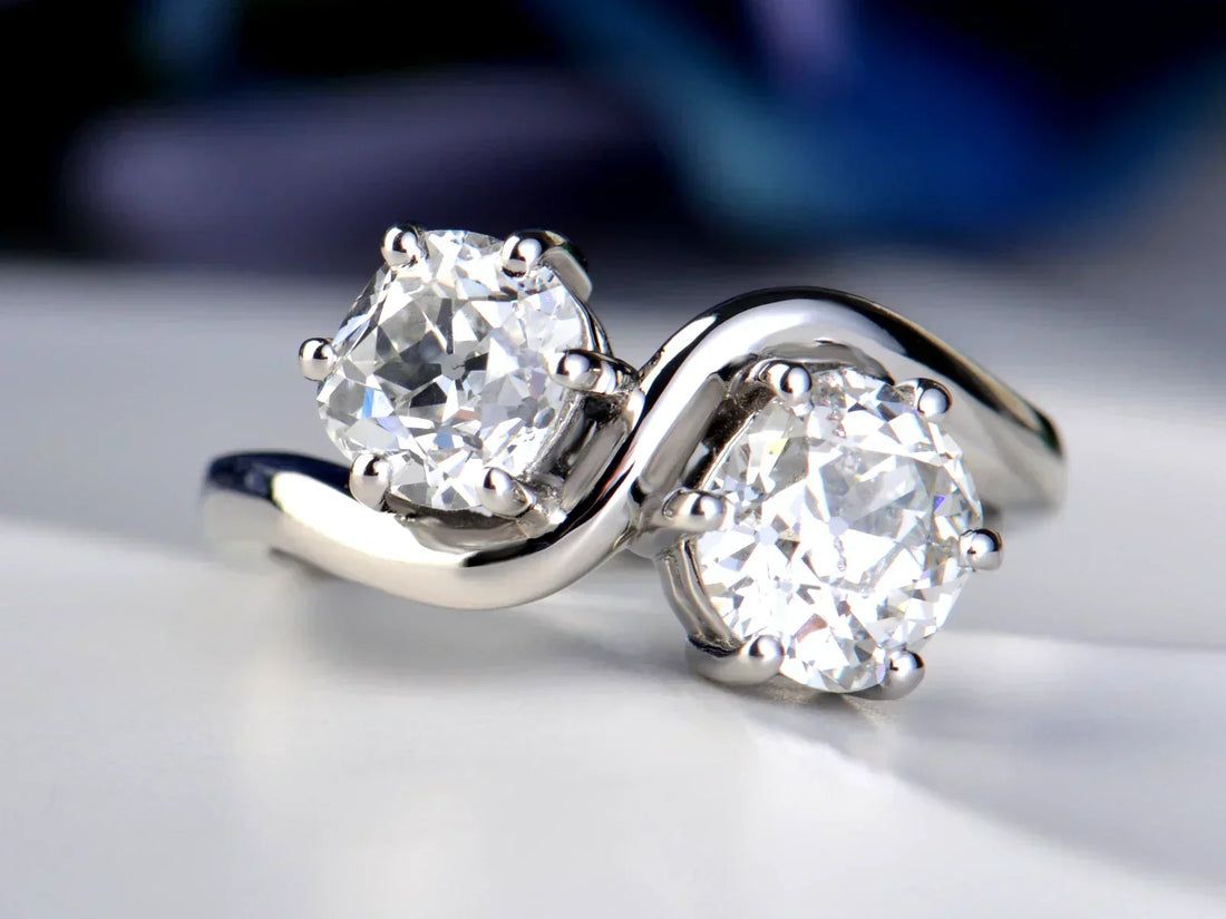 new ring made from old cut diamonds, two stone twist - Christine Sadler