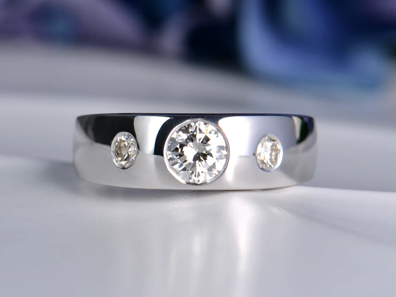 bespoke flush set heirloom diamond ring face on Christine Sadler commission story
