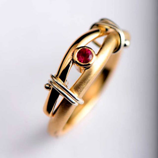 A gold an ruby engagement ring commission