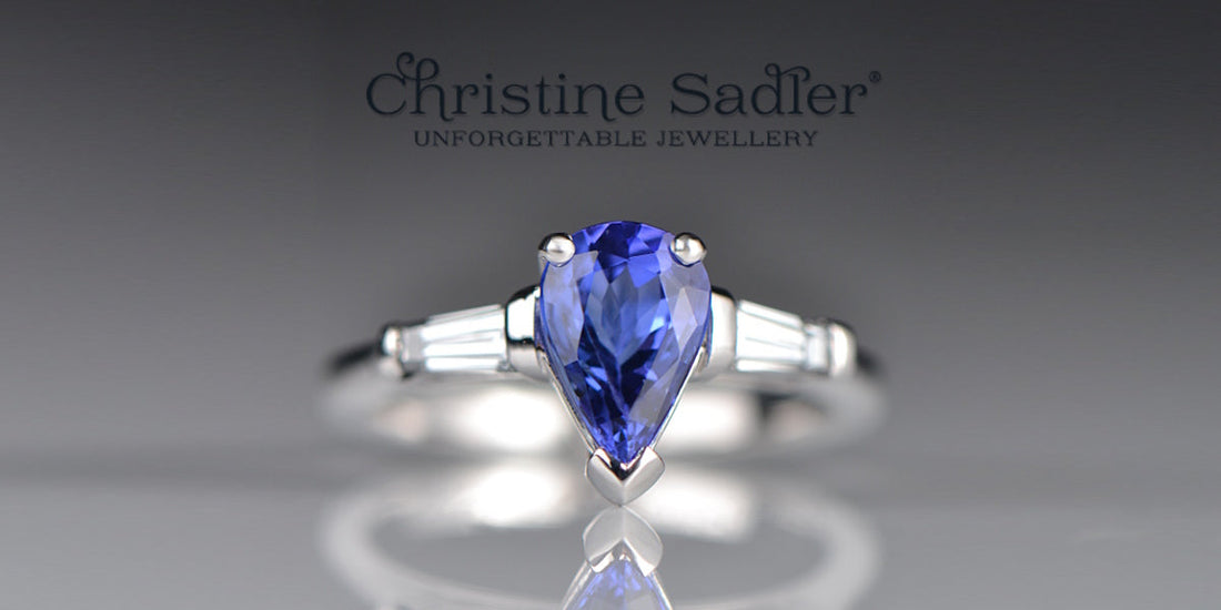 Pear cut tanzanite and diamond unique ring - Christine Sadler