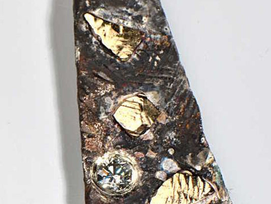 unique oxidised silver and gold pendant set with a diamond - Hero by Christine Sadler