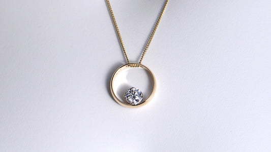 inherited wedding ring upcycled into a lab diamond necklace