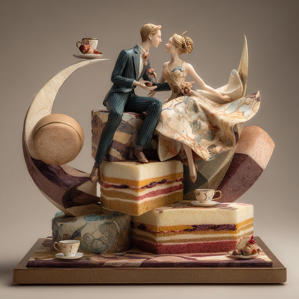couple celebrating 20th wedding anniversary with cake