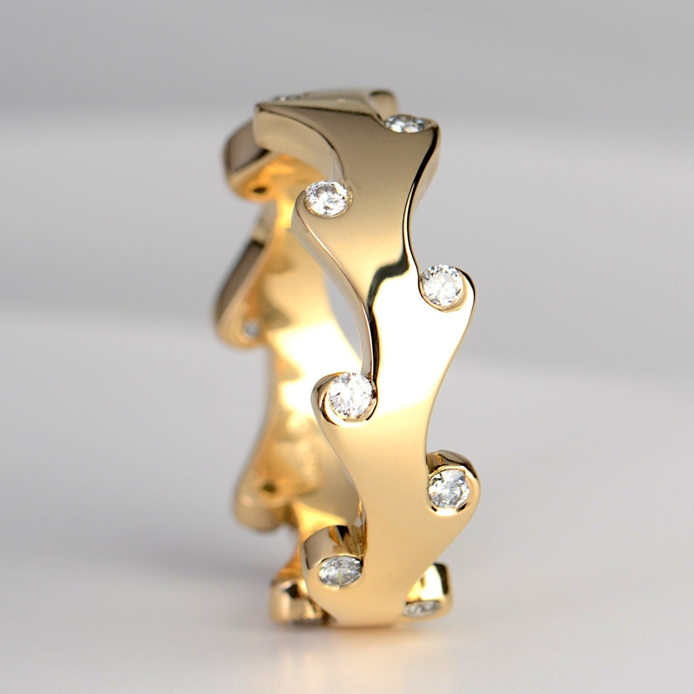 Stylish Gold Designer Wedding Rings - Christine Sadler Unforgettable Jewellery