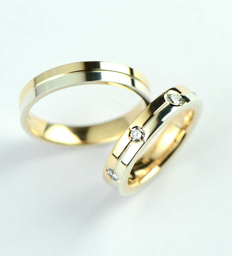 modern mixed metal two tone wedding rings for women made in the UK