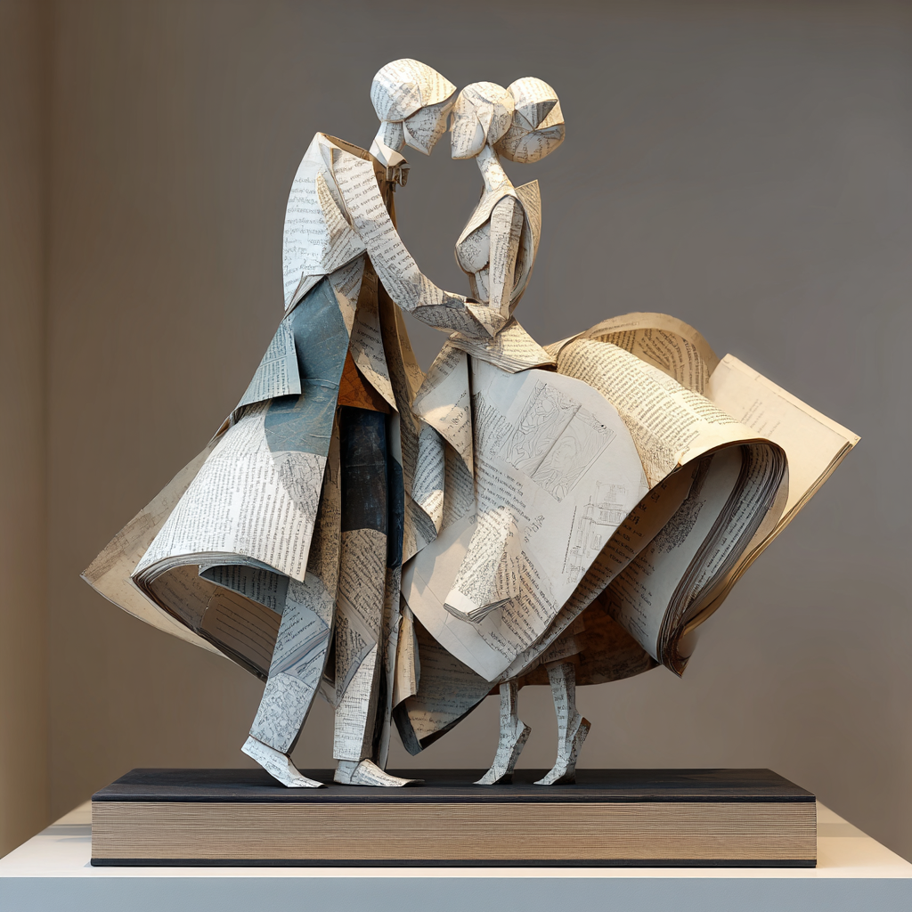 couple made of paper holding hands for paper anniversary gift link