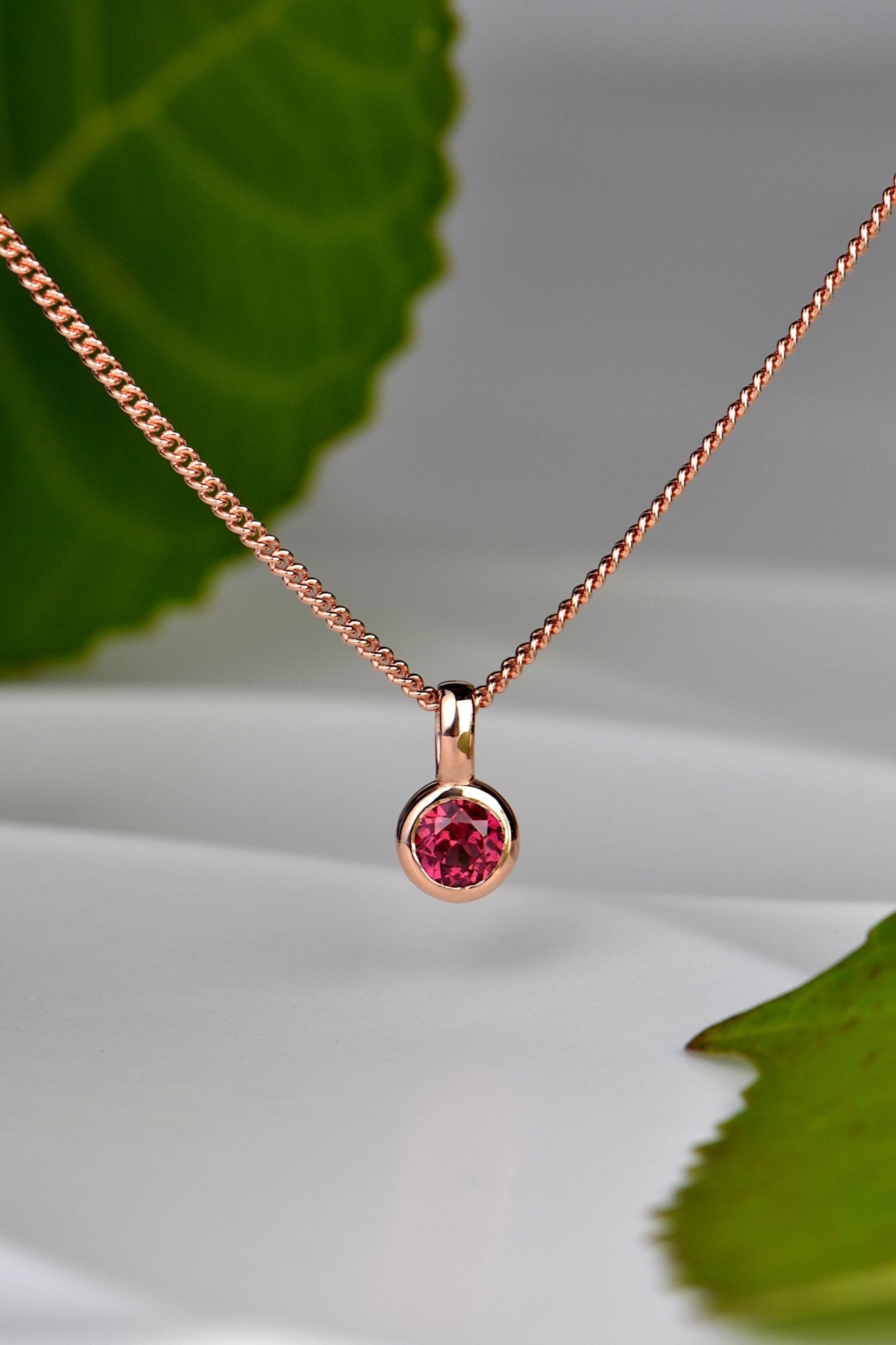 pink tourmaline rose gold pendant October birthstone gift