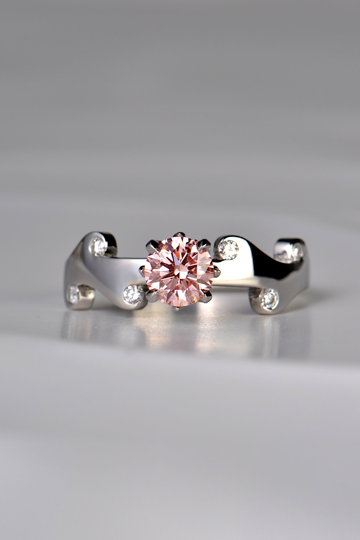 Scottish designer diamond and sapphire ring inspired by Fairy Pools in the Isle of Skye