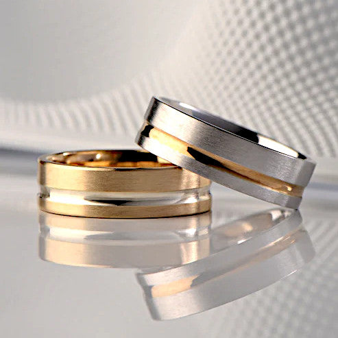 modern two tone wedding rings for men