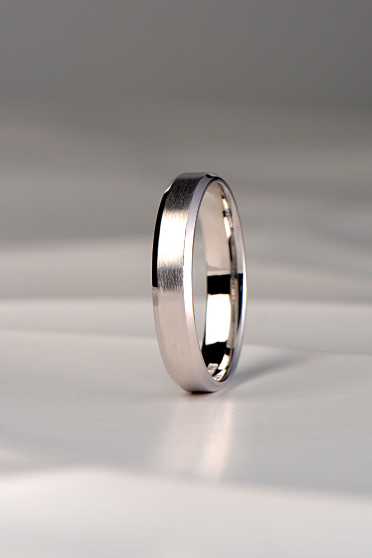 4mm Chamfered Edge Wedding Ring For Men