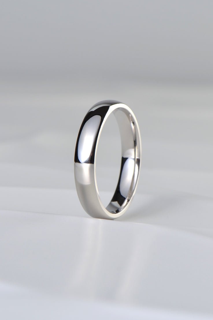 4mm wide court profile platinum wedding ring with extra heavy depth for increased strength