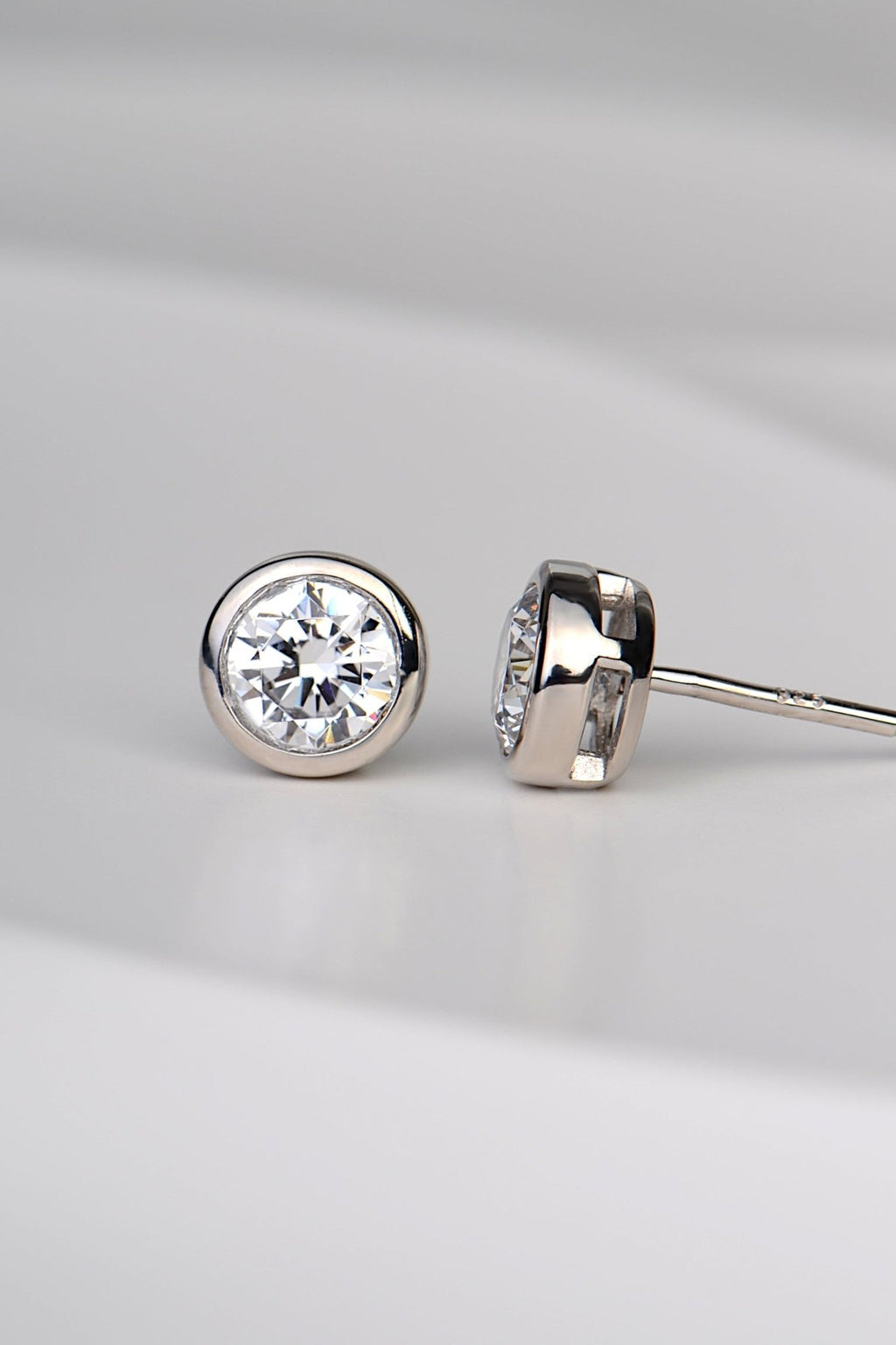 Silver Lab Grown CZ Stud Earrings 8mm - Earrings The Best Lab Grown Jewellery Designs